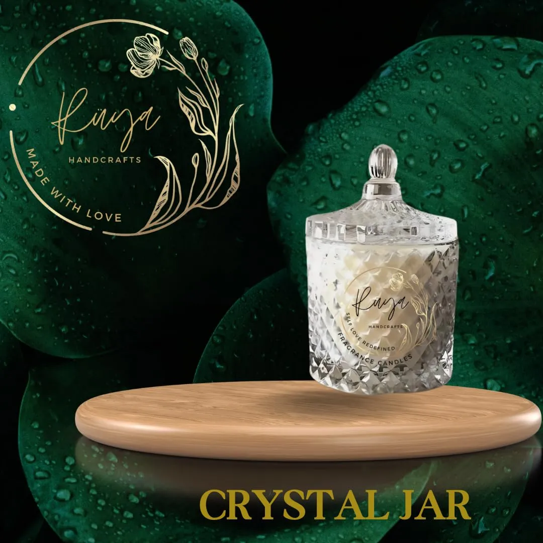 Ruya's Handcrafts Bella Crystal Jar Double Wick Lapis Lazuli Stone | Mood Enhancer That Evokes Childhood Memories, Therapy Candles | Depression Buster Candles (Lush Nodes)