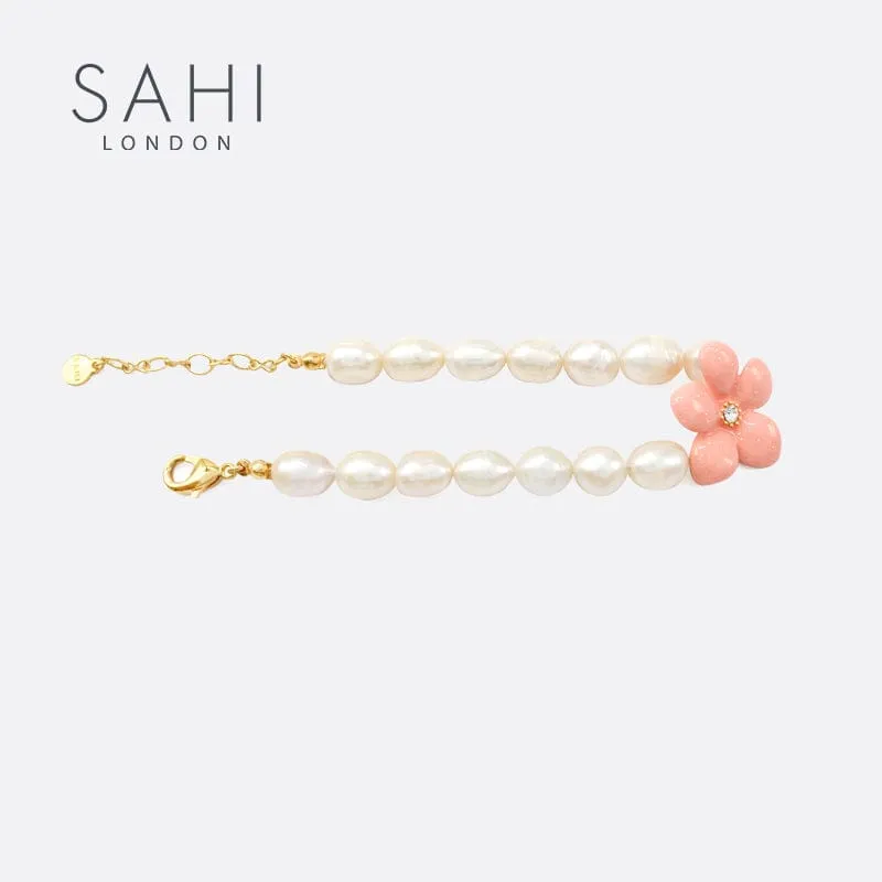 Sahi Pearl & Lily Flower Charm Bracelet