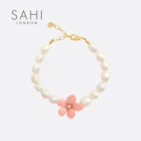 Sahi Pearl & Lily Flower Charm Bracelet