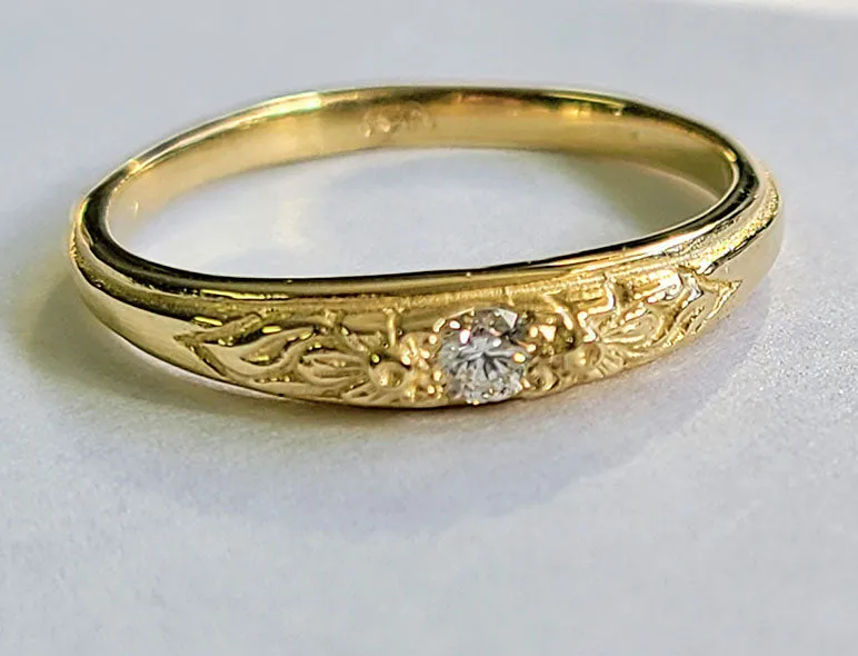 Sculpted Diamond 14K Flower Band