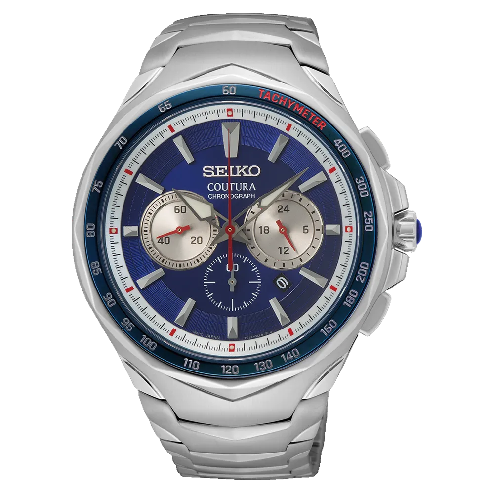 Seiko Coutura Men's Blue Dial 45.6mm Sillver Stainless Steel Band Chronograph Quartz Watch (SRWZ21)