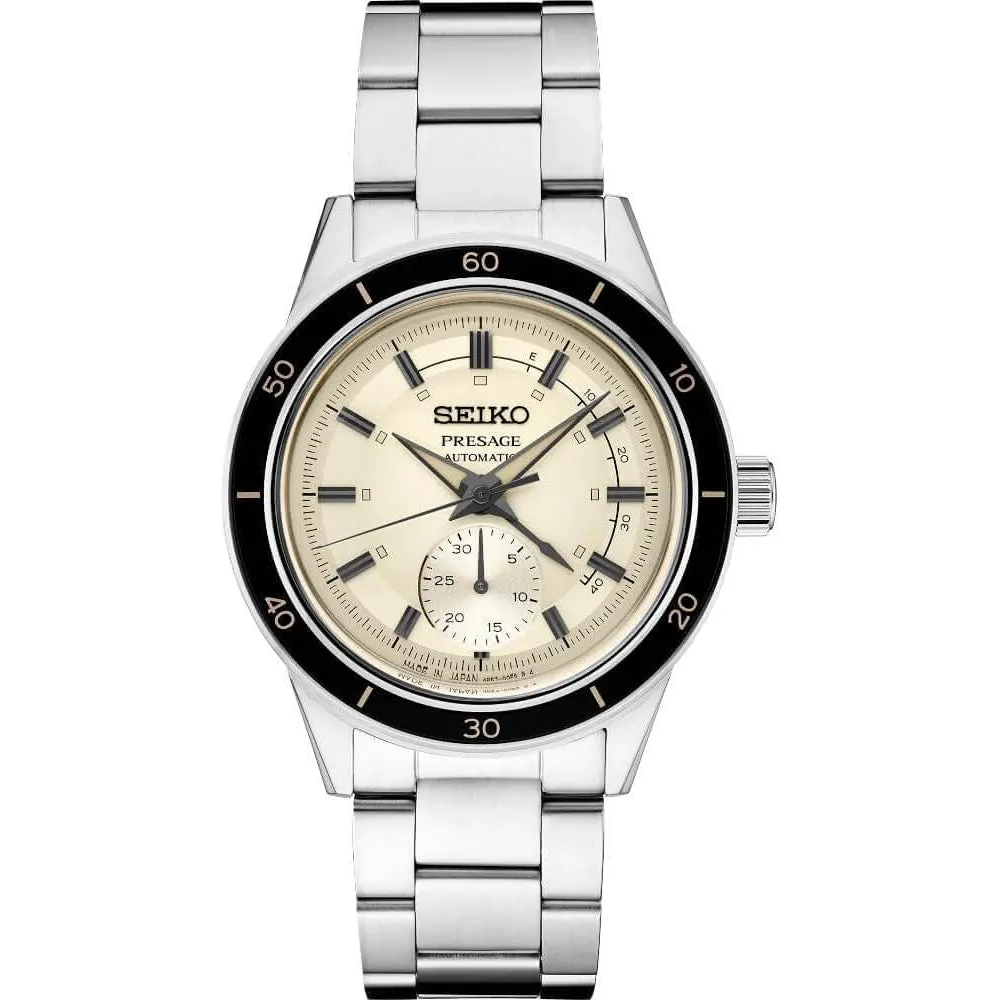 Seiko SSA447 Men's Ivory Dial 40.8 mm Silver Stainless Steel Band Presage Automatic Watch