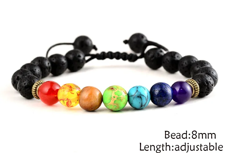 Seven chakra energy stone bracelet natural lapis lazuli tiger eye adjustable woven yoga bracelet health bracelet