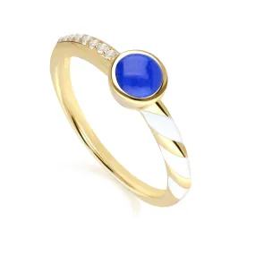 Siberian Waltz Weiß Emaille & Lapislazuli Ring