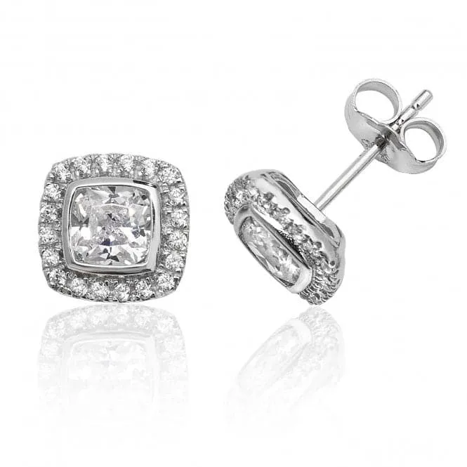 Silver & Co Halo Cubic Zirconia Stud Earrings SEG0005CZ