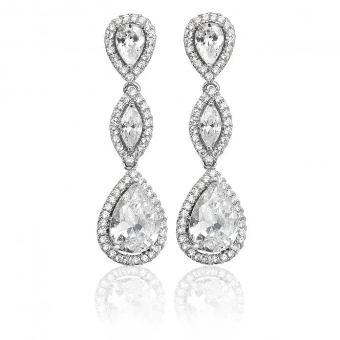 Silver & Co Pear Marquise Shape Halo Cubic Zirconia Drop Earrings SEG0037CZ