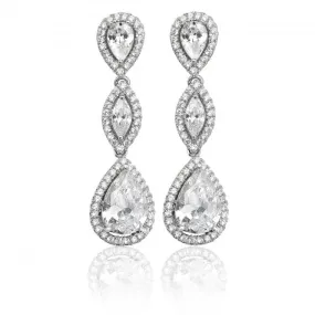 Silver & Co Pear Marquise Shape Halo Cubic Zirconia Drop Earrings SEG0037CZ