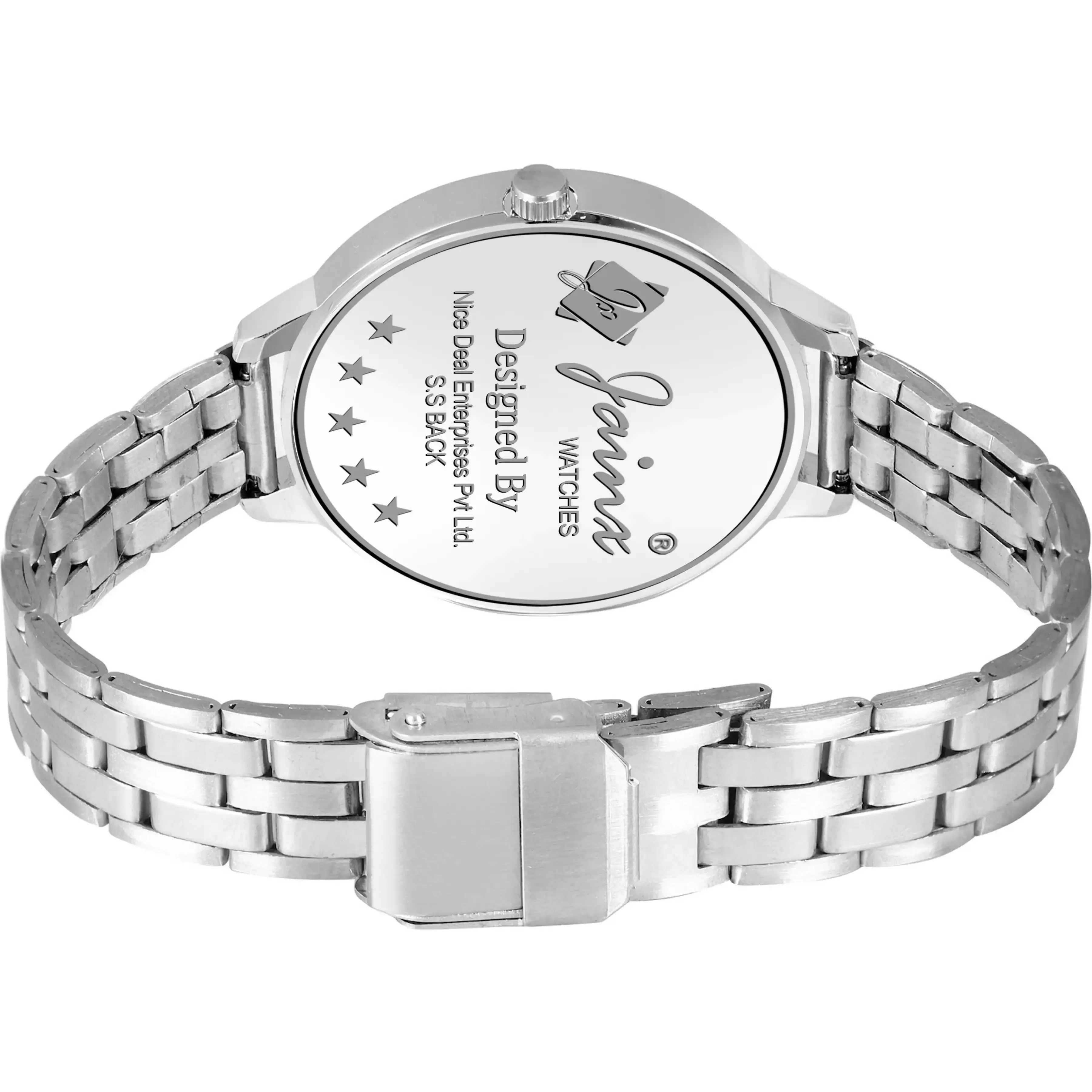 Silver Chain Black Dial Analog Wrist Watch For Women - JW8573