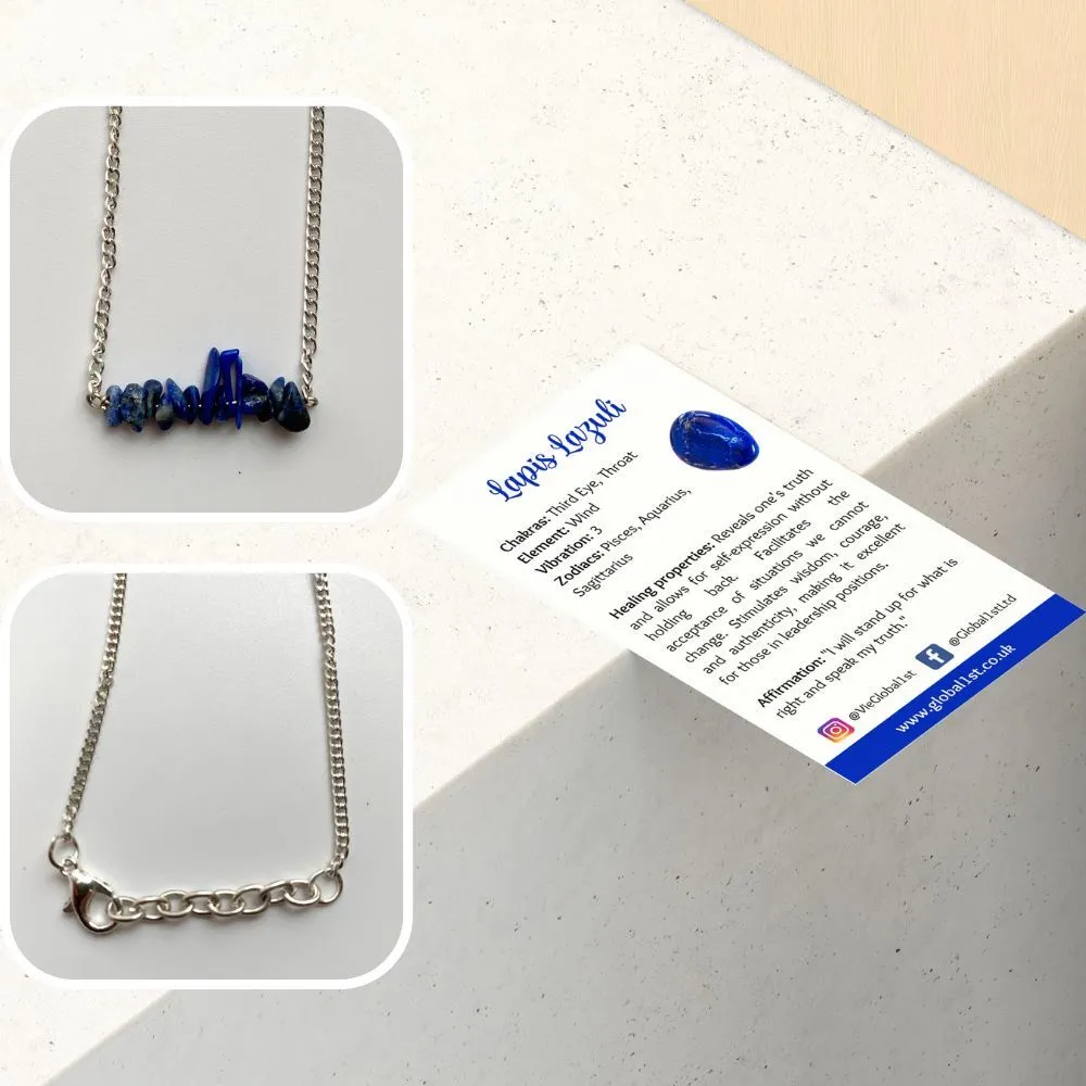 Silver Chain Chips Bracelet, Lapis Lazuli