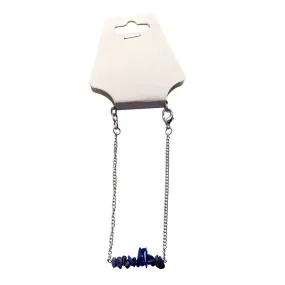 Silver Chain Chips Bracelet, Lapis Lazuli