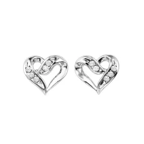 Silver Diamond Heart Earring