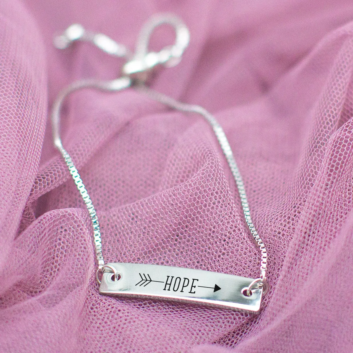 Silver Hope Adjustable Bar Bracelet