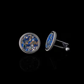 Silver Lapis Lazuli Copper Turquoise Leaf Cufflinks