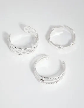 Silver Lattace & Station Toe Ring Pack