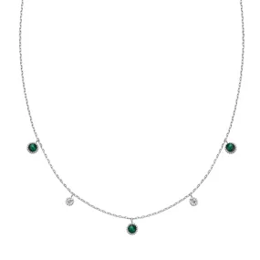 Silver Malachite Station Necklace