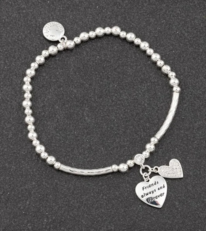 Silver Plated Engraved Friendship Bracelet