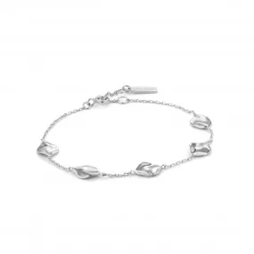 Silver Rhodium Plated Crush Multiple Discs Bracelet B017-03H