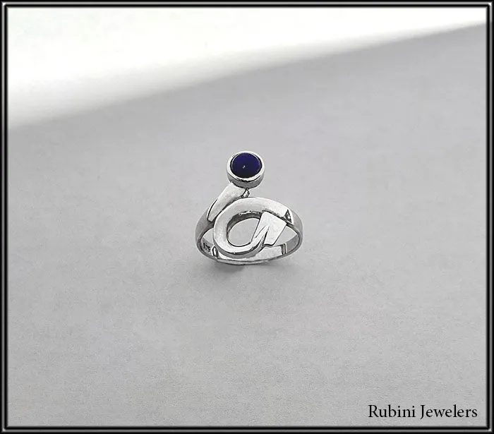 Silver Swirl Rowing Ring with Lapis Lazuli