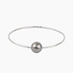 Silver Tahitian Pearl Bangle