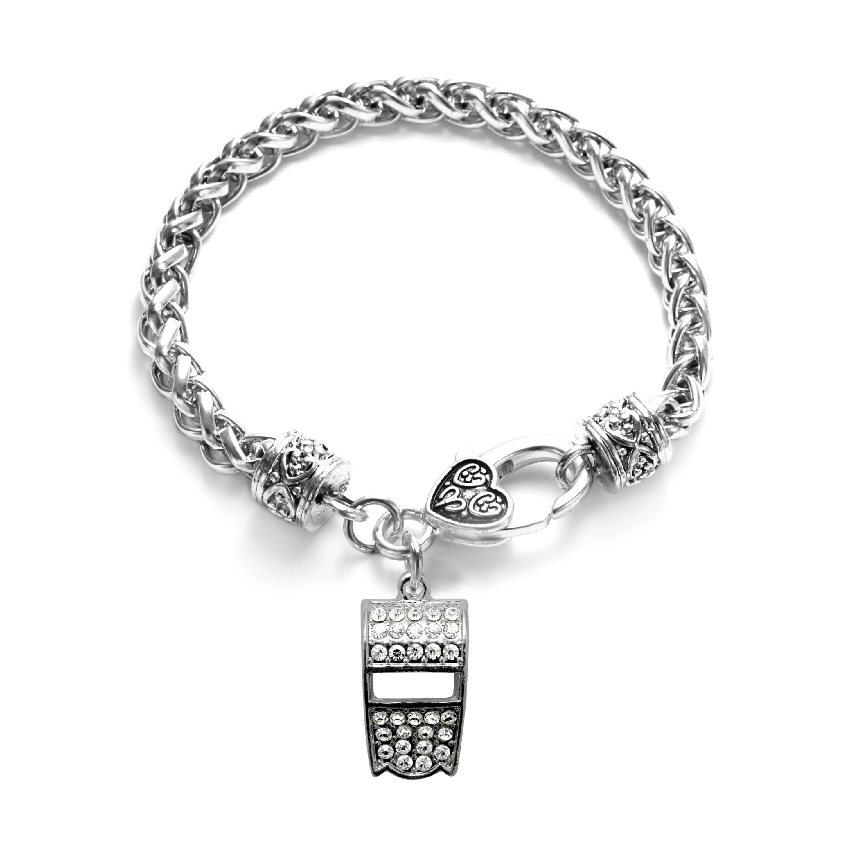 Silver Whistle Charm Braided Bracelet