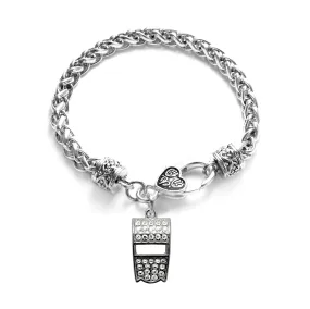 Silver Whistle Charm Braided Bracelet