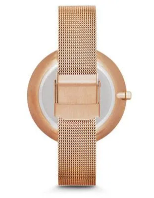 Skagen Womens Gitte Watch - Rose Gold-Tone Case & Mesh Band - White Dial