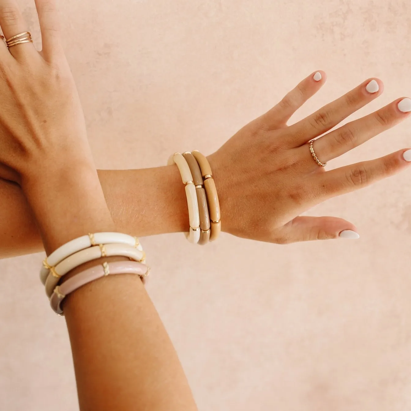 Skinny Acrylic Bamboo Bracelet: Ivory