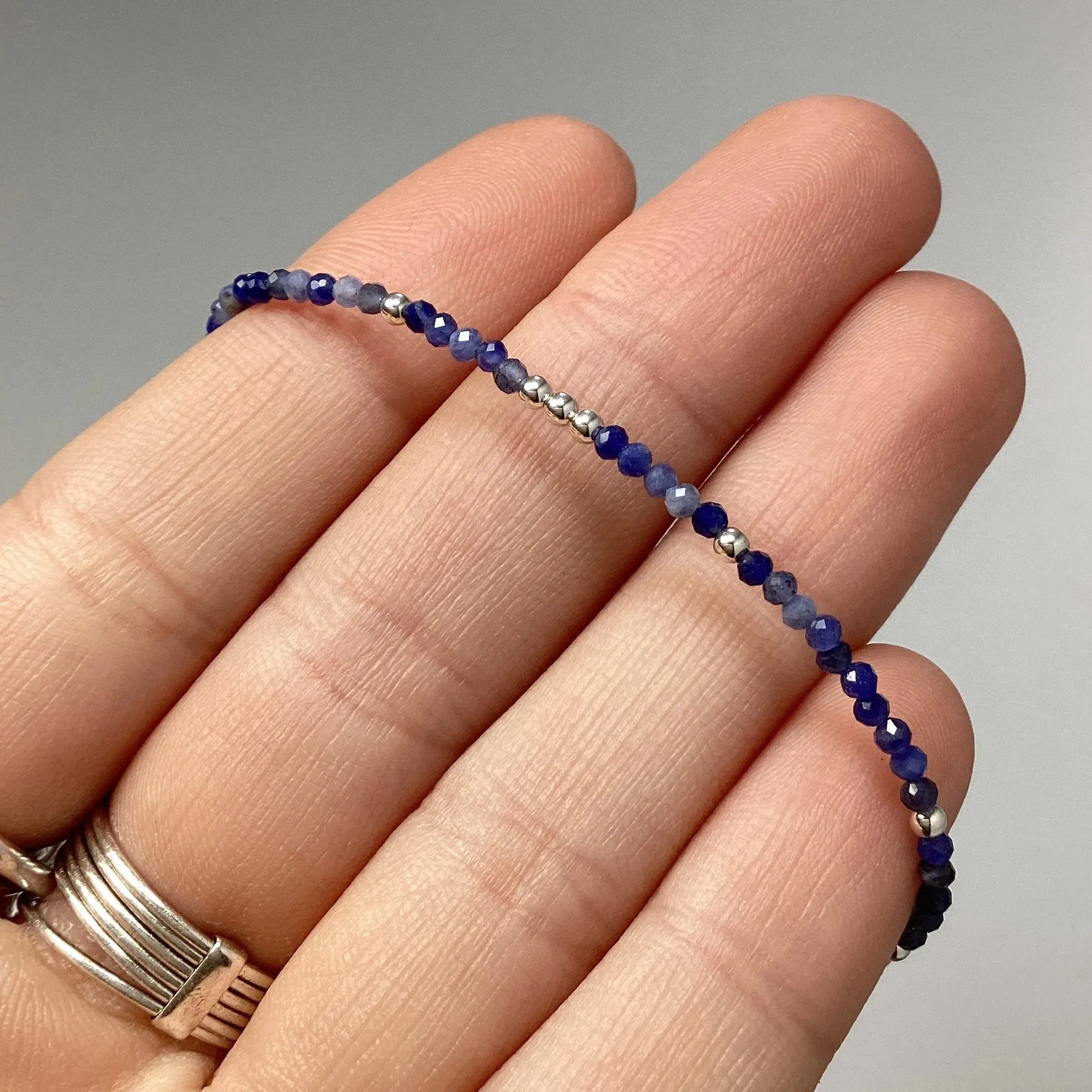 Sodalite Sterling Silver Beaded Bracelet