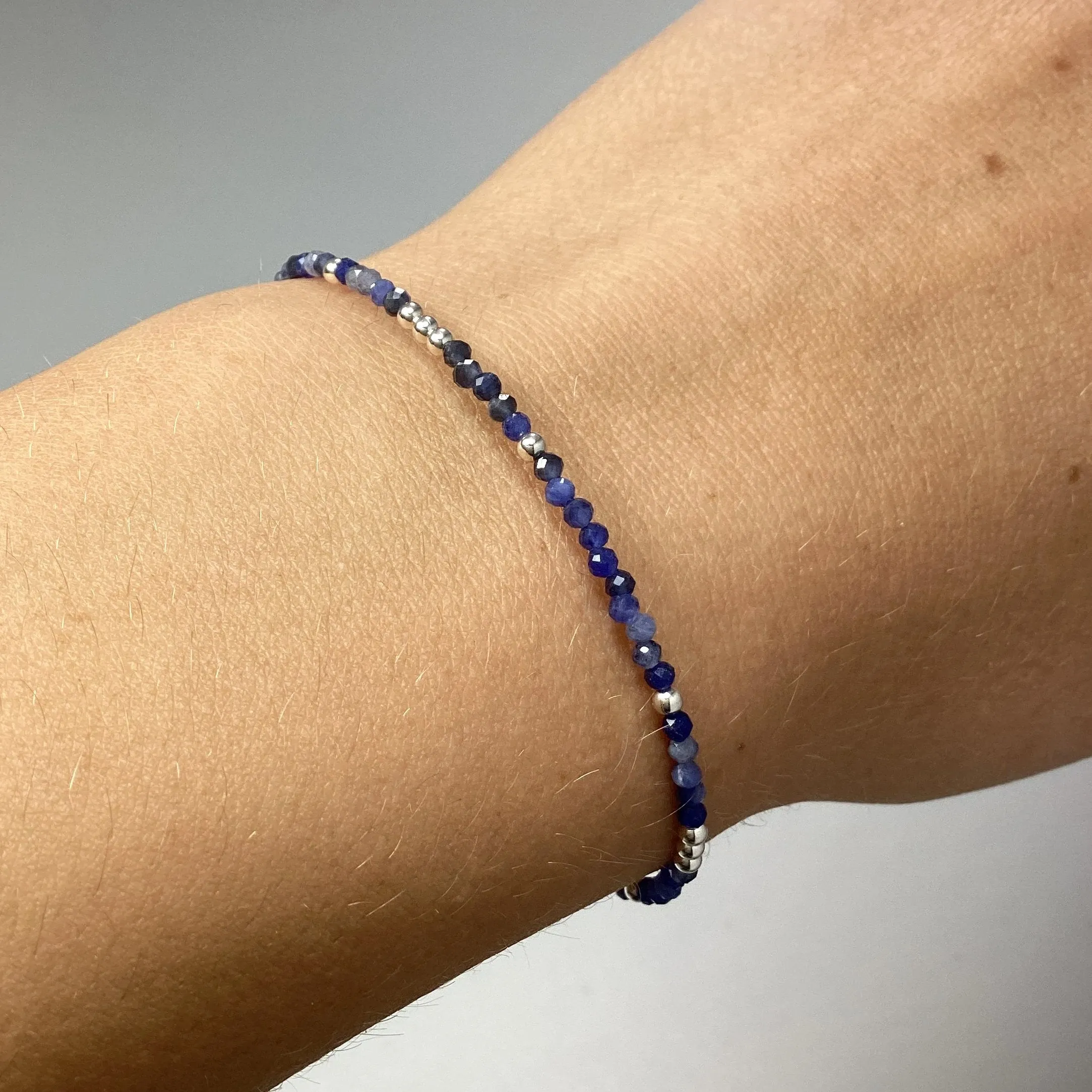 Sodalite Sterling Silver Beaded Bracelet