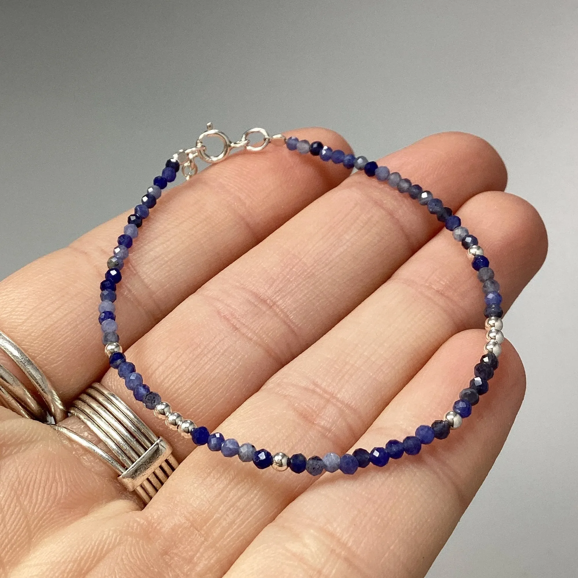 Sodalite Sterling Silver Beaded Bracelet