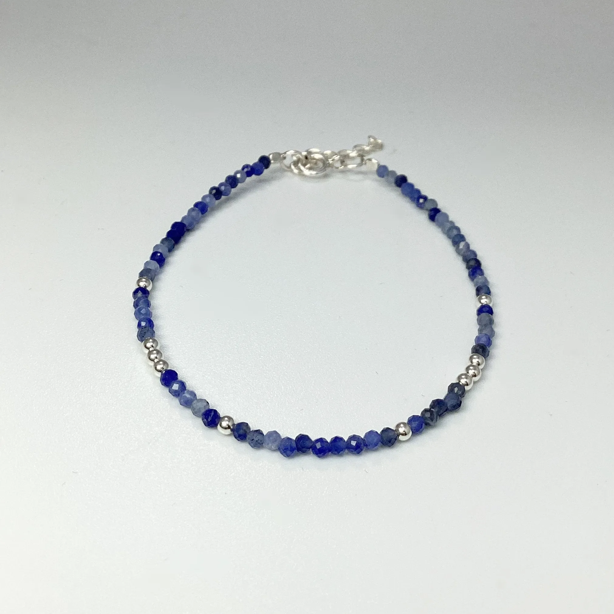 Sodalite Sterling Silver Beaded Bracelet