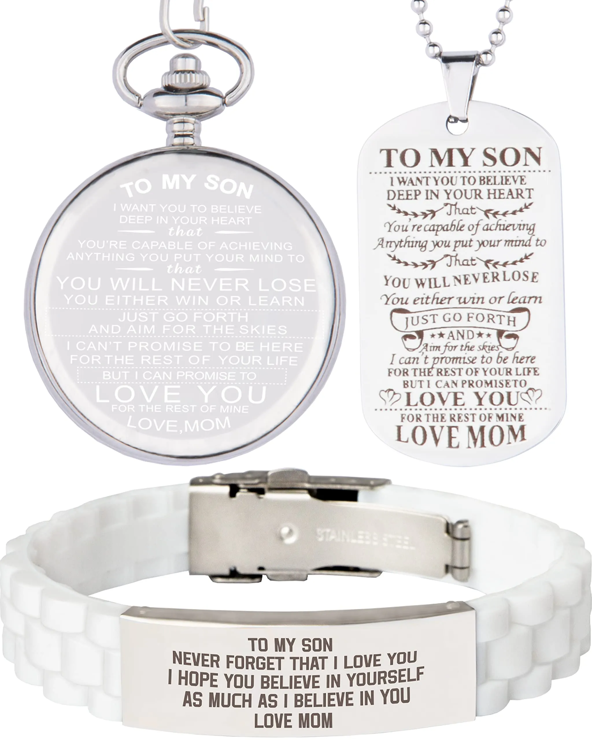 Son Gifts from Mom,To My Son Never Forget That I Love You,To My Son Pocket Watch from Mom