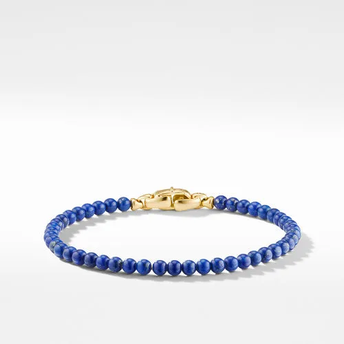 Spiritual Beads Bracelet with Lapis and 18K Yellow Gold, 4mm