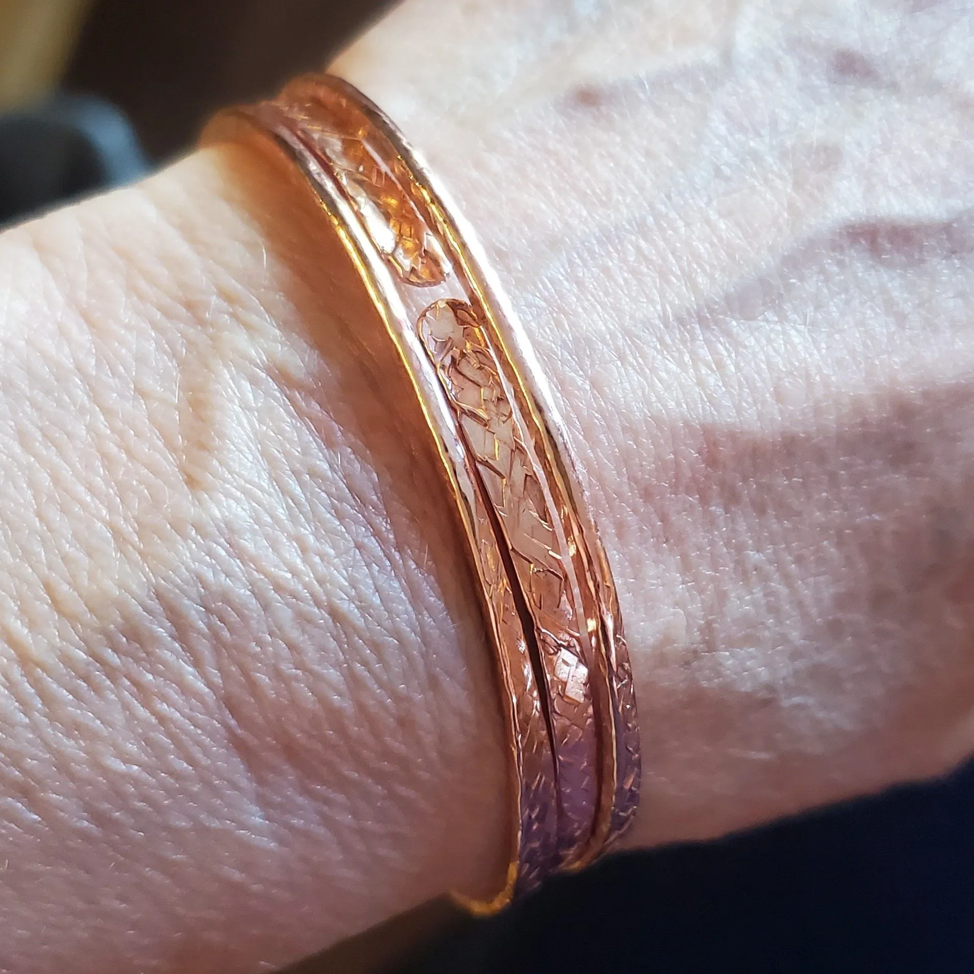 Stackable Hammered Double Canted Angle Bangles