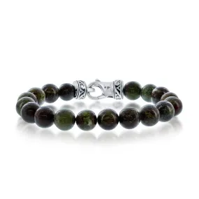 Stainless Steel 10mm Dragon Stone Bead Bracelet, 8.5" (96625)