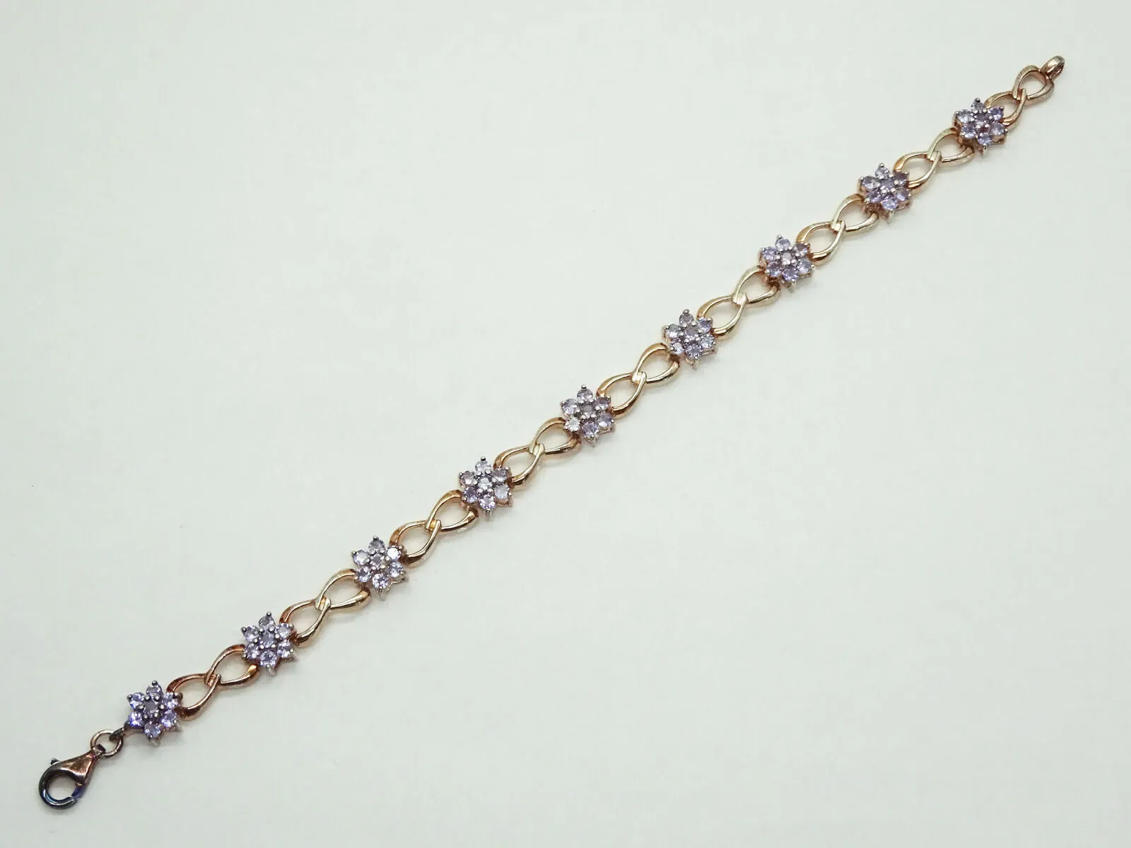 Starburst Iolite Rose Gold Plated Sterling Silver Infinity Link Bracelet 7.5"