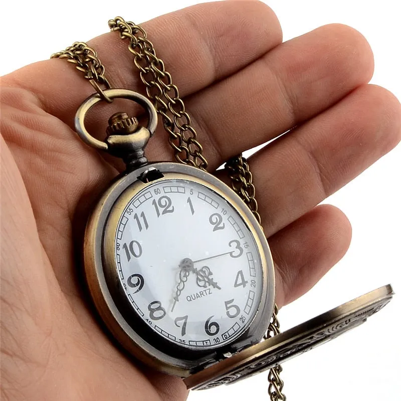 Steampunk Bronze Quartz Pocket Watch Vintage Roman Numerals Clock Men Women's Necklace Chain Pendant  Fob Watch Relogio De Bolso