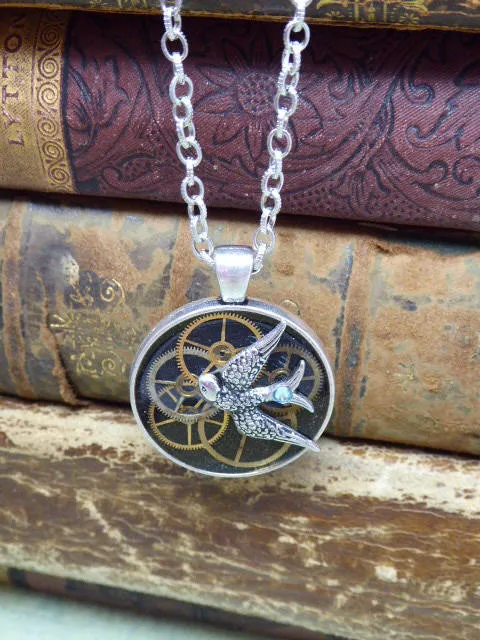 Steampunk Watch movement pendant - Flight - Steampunk Necklace - Repurposed art