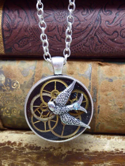 Steampunk Watch movement pendant - Flight - Steampunk Necklace - Repurposed art