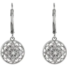 Sterling Silver 1/10 CTW Diamond Lever Back Earrings