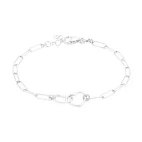 Sterling Silver 17-19cm Double Heart Bracelet