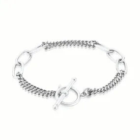 Sterling Silver  19 cm Fancy T-bar Bracelet