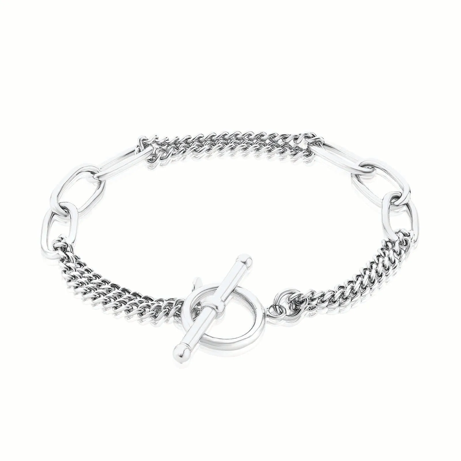 Sterling Silver  19 cm Fancy T-bar Bracelet