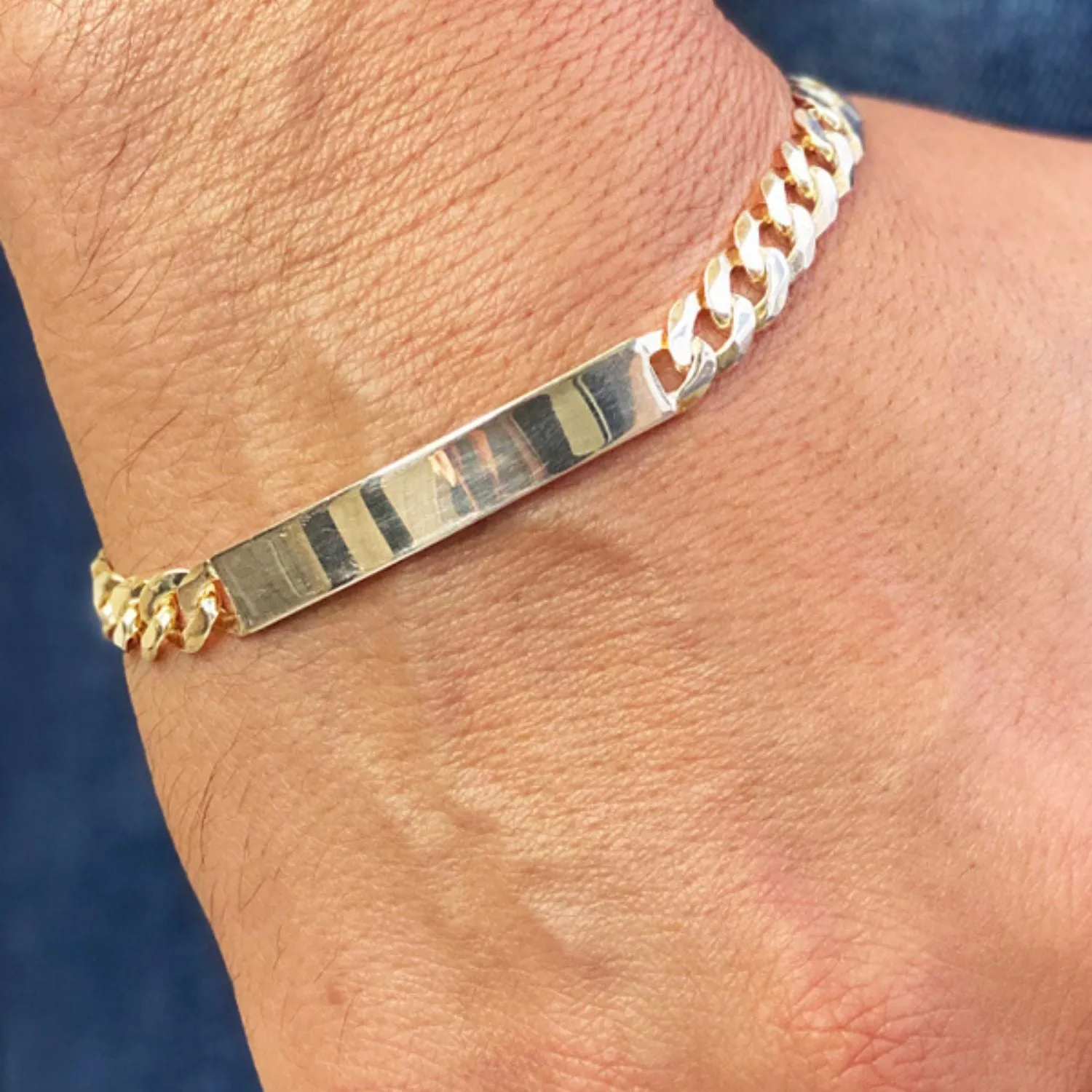 Sterling Silver 21cm Curb ID Bracelet