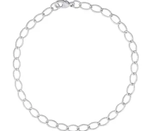 Sterling Silver 7.5" Oval link Bracelet with Round Charm with Heart