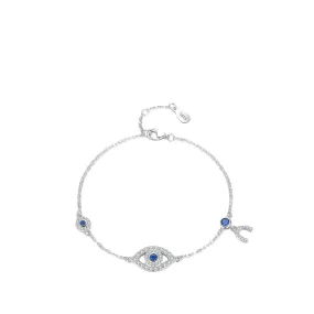 Sterling Silver Devil Eye Bracelet with Zircon Stones