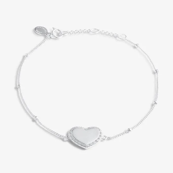 Sterling Silver I Love You Heart Pave 16cm   3cm Bracelet JJS0002