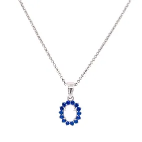 Sterling Silver Oval Opal & Sapphire Halo CZ Necklace