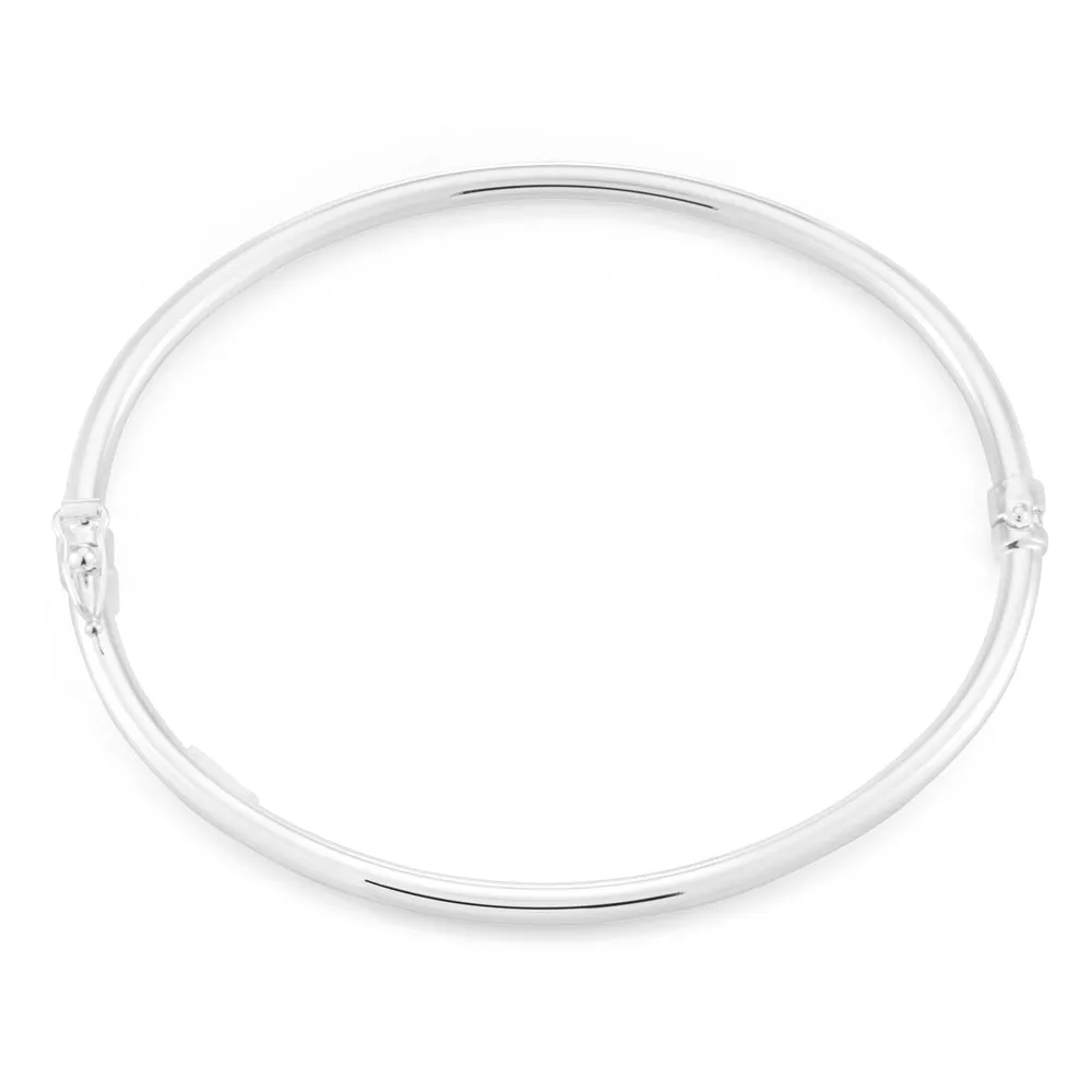 Sterling Silver Plain Oval Hinged Bangle