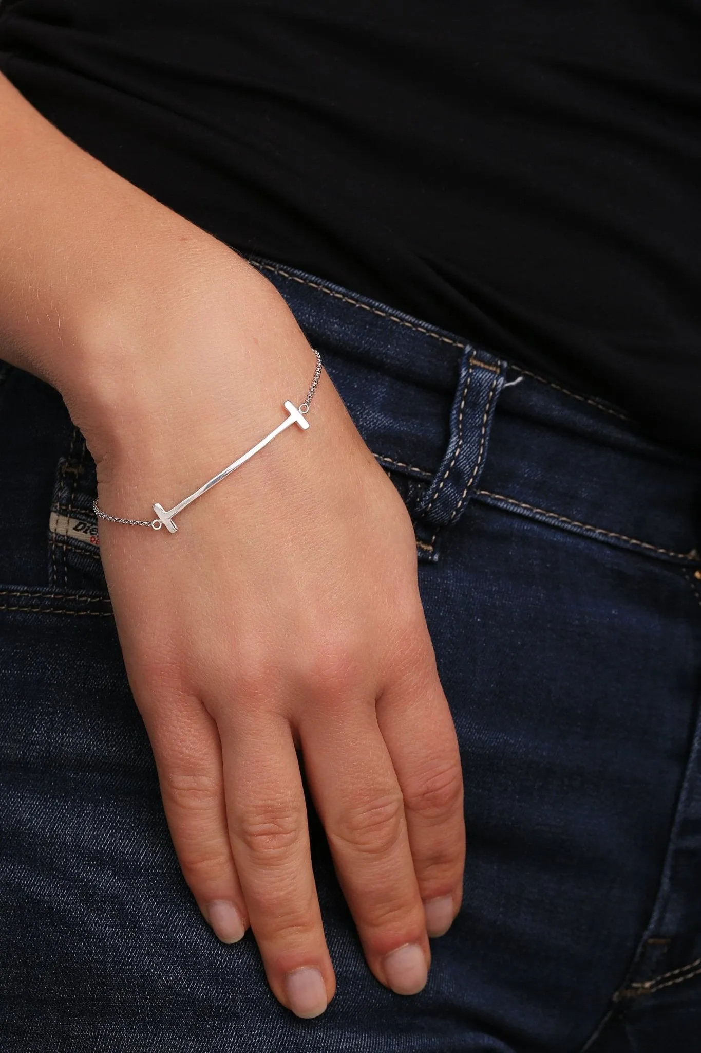 Sterling Silver T Bar Bracelet